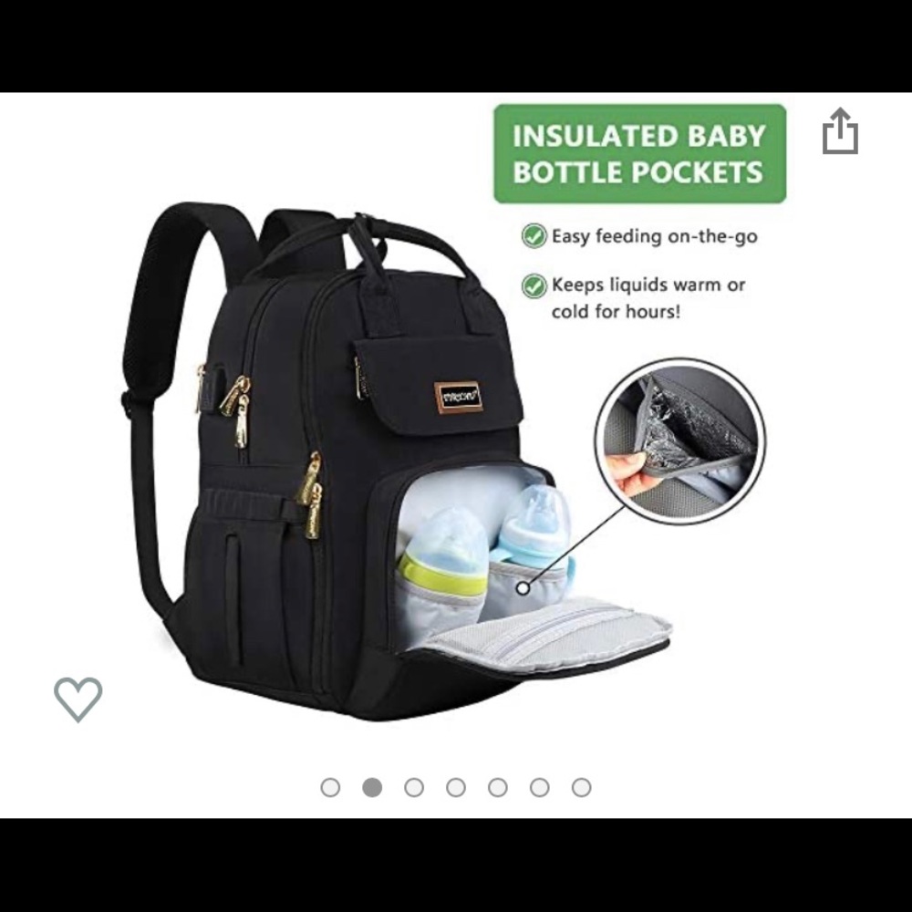 Diaper Bag Backpack Large Black Travel Maternity Nappy Changing Bags for Dad Mom